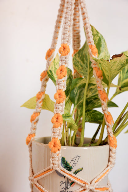 Floral Rust Macrame Plant Hanger | Handcrafted Boho Planter