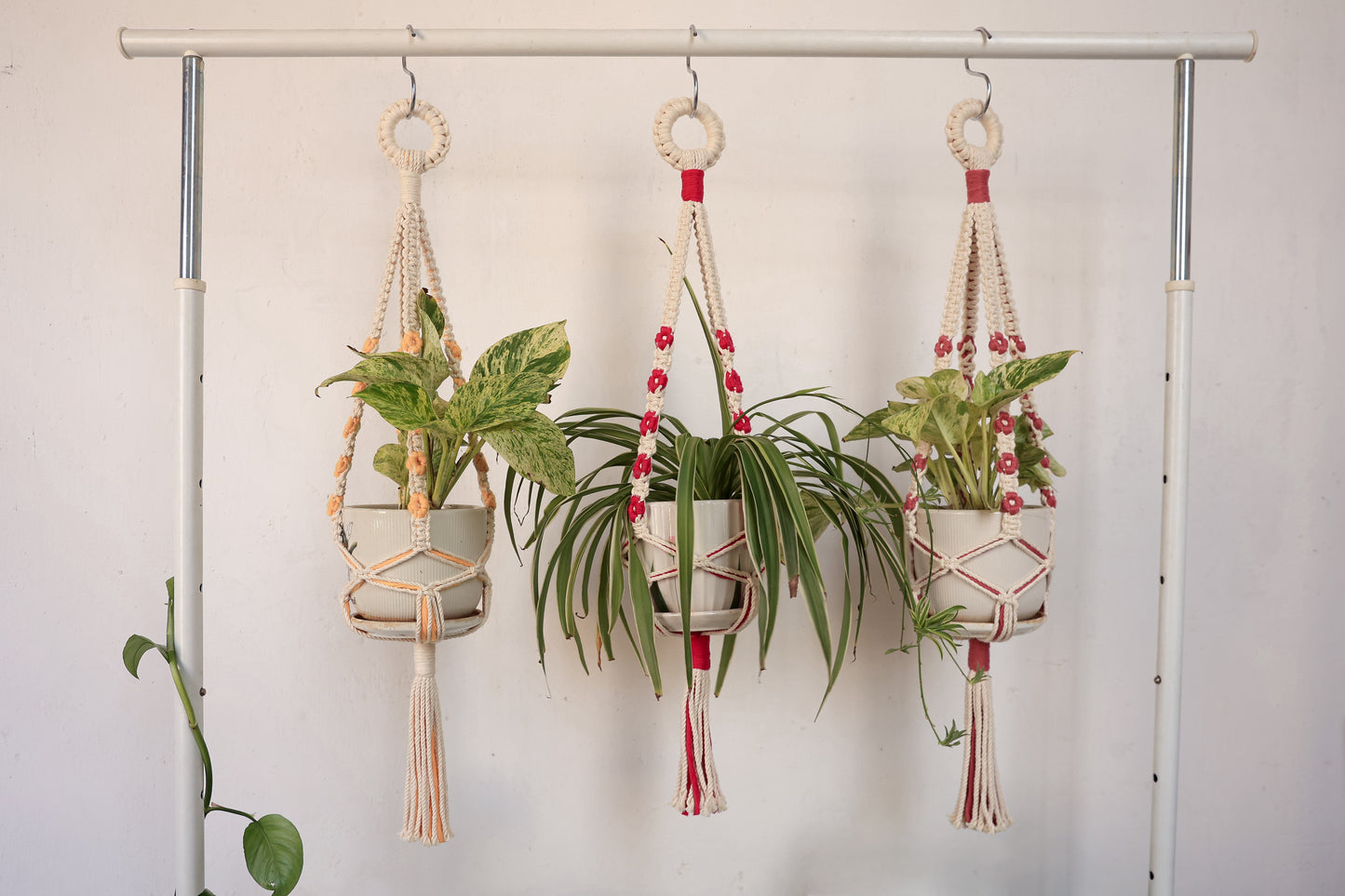 Floral Rust Macrame Plant Hanger | Handcrafted Boho Planter