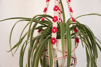 Floral Rust Macrame Plant Hanger | Handcrafted Boho Planter