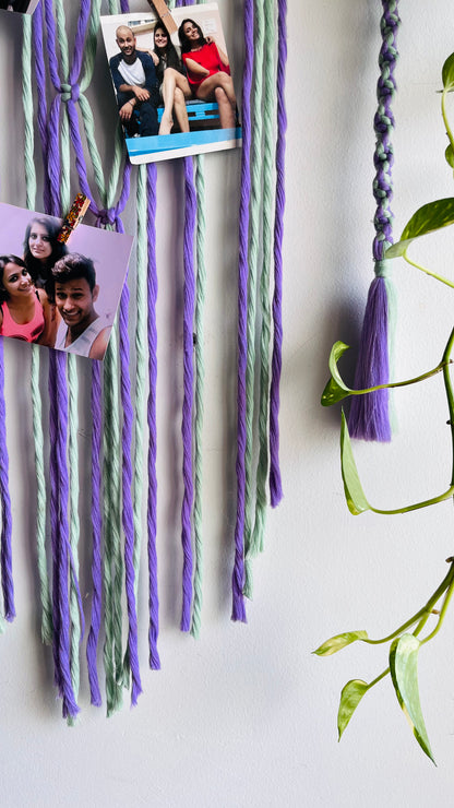 Macramé Picture Hanger with Clips | Photo Display