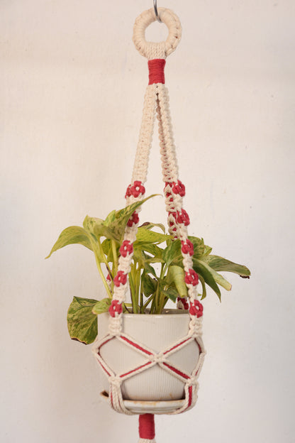 Floral Rust Macrame Plant Hanger | Handcrafted Boho Planter