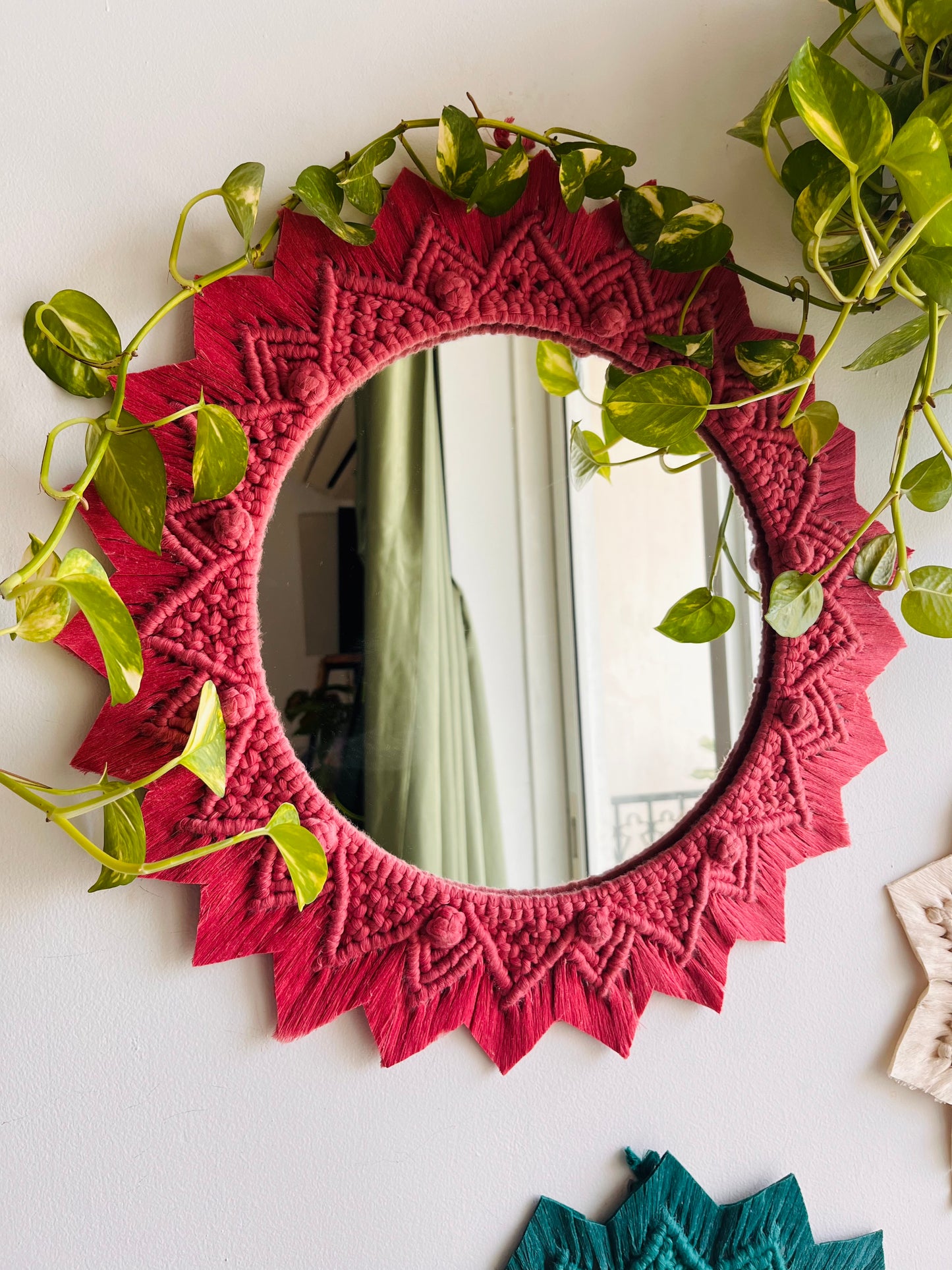 3-Piece Berry Knot Macramé Mirror Set | Boho Wall Decor